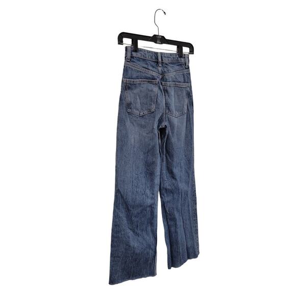 ZARA Wide Leg Jeans Size 0 Blue‎ Denim High Rise Raw Hem - Picture 8 of 9